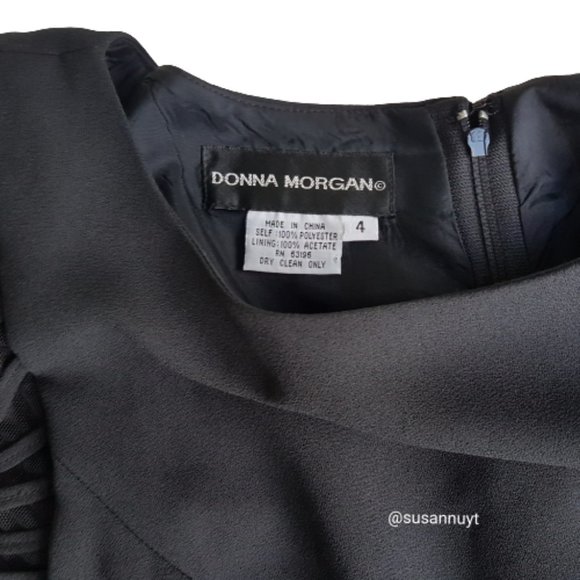 Donna Morgan Little Black Dress Academia Skeletal Glamourcore Sleeve Cap Sz 4 ♥️ - Picture 9 of 9